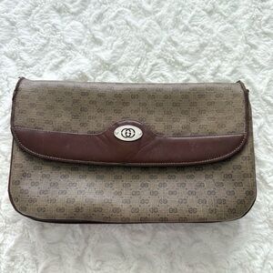Vintage Gucci Brown Micro GG Crossbody Clutch